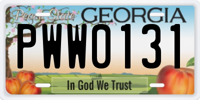 GA license plate PWW0131