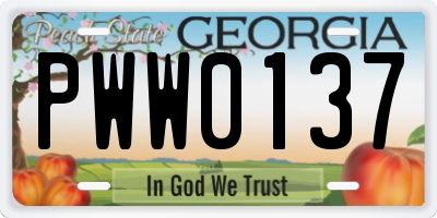 GA license plate PWW0137