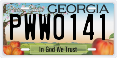 GA license plate PWW0141