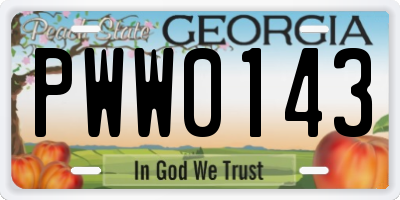 GA license plate PWW0143