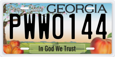 GA license plate PWW0144