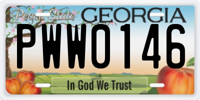 GA license plate PWW0146