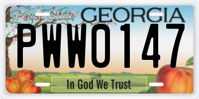 GA license plate PWW0147