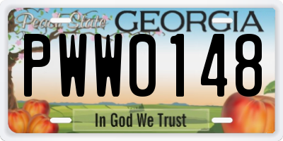 GA license plate PWW0148