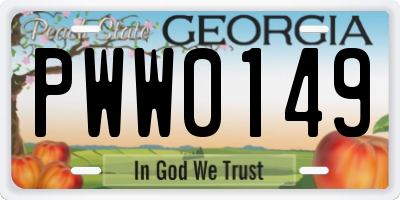 GA license plate PWW0149