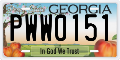 GA license plate PWW0151