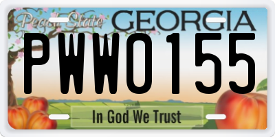 GA license plate PWW0155
