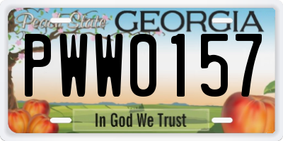 GA license plate PWW0157