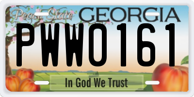 GA license plate PWW0161