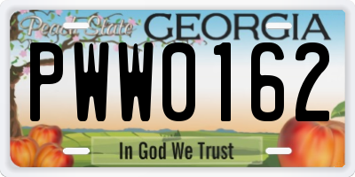 GA license plate PWW0162