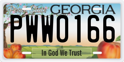 GA license plate PWW0166
