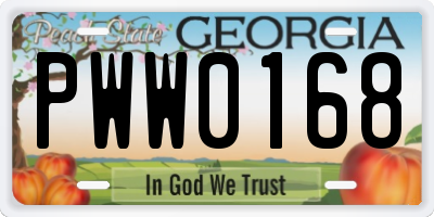 GA license plate PWW0168