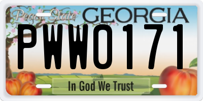 GA license plate PWW0171