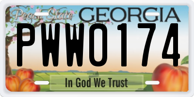 GA license plate PWW0174