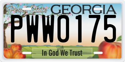 GA license plate PWW0175