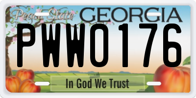 GA license plate PWW0176