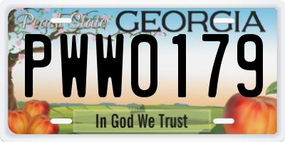 GA license plate PWW0179