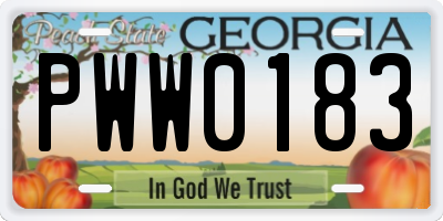 GA license plate PWW0183