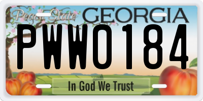 GA license plate PWW0184