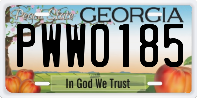 GA license plate PWW0185