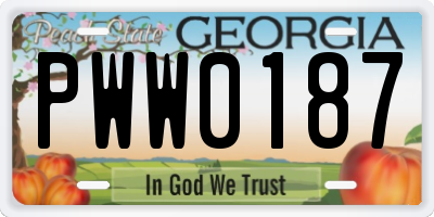 GA license plate PWW0187
