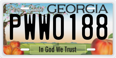 GA license plate PWW0188