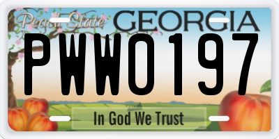 GA license plate PWW0197