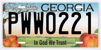 GA license plate PWW0221