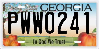 GA license plate PWW0241