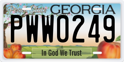 GA license plate PWW0249