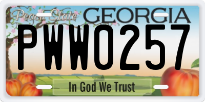 GA license plate PWW0257
