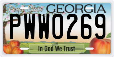 GA license plate PWW0269