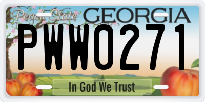GA license plate PWW0271