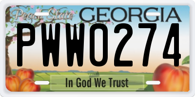GA license plate PWW0274