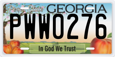 GA license plate PWW0276