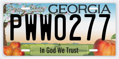 GA license plate PWW0277