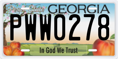 GA license plate PWW0278