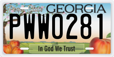 GA license plate PWW0281