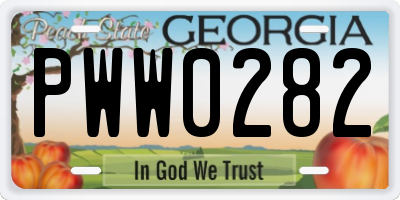 GA license plate PWW0282