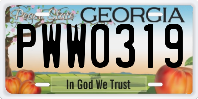 GA license plate PWW0319