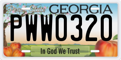 GA license plate PWW0320