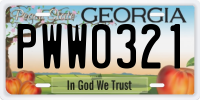 GA license plate PWW0321