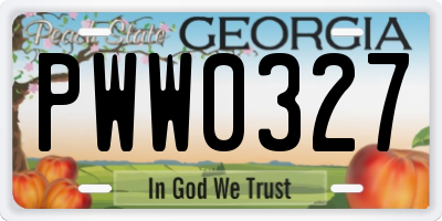 GA license plate PWW0327
