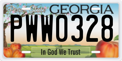 GA license plate PWW0328