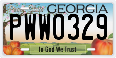 GA license plate PWW0329