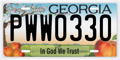 GA license plate PWW0330