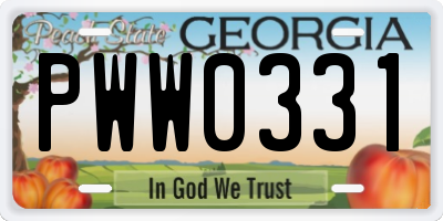 GA license plate PWW0331