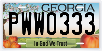 GA license plate PWW0333