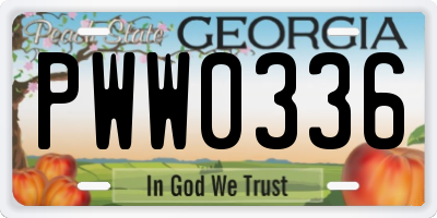 GA license plate PWW0336