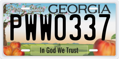 GA license plate PWW0337